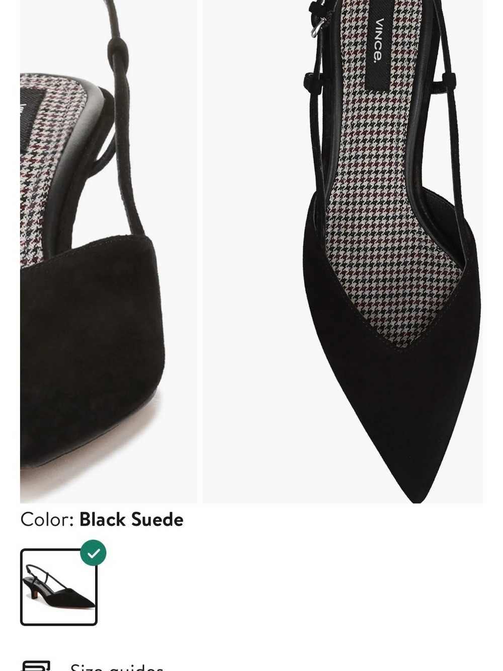 Vince Black Suede Pointed Slingback Heels